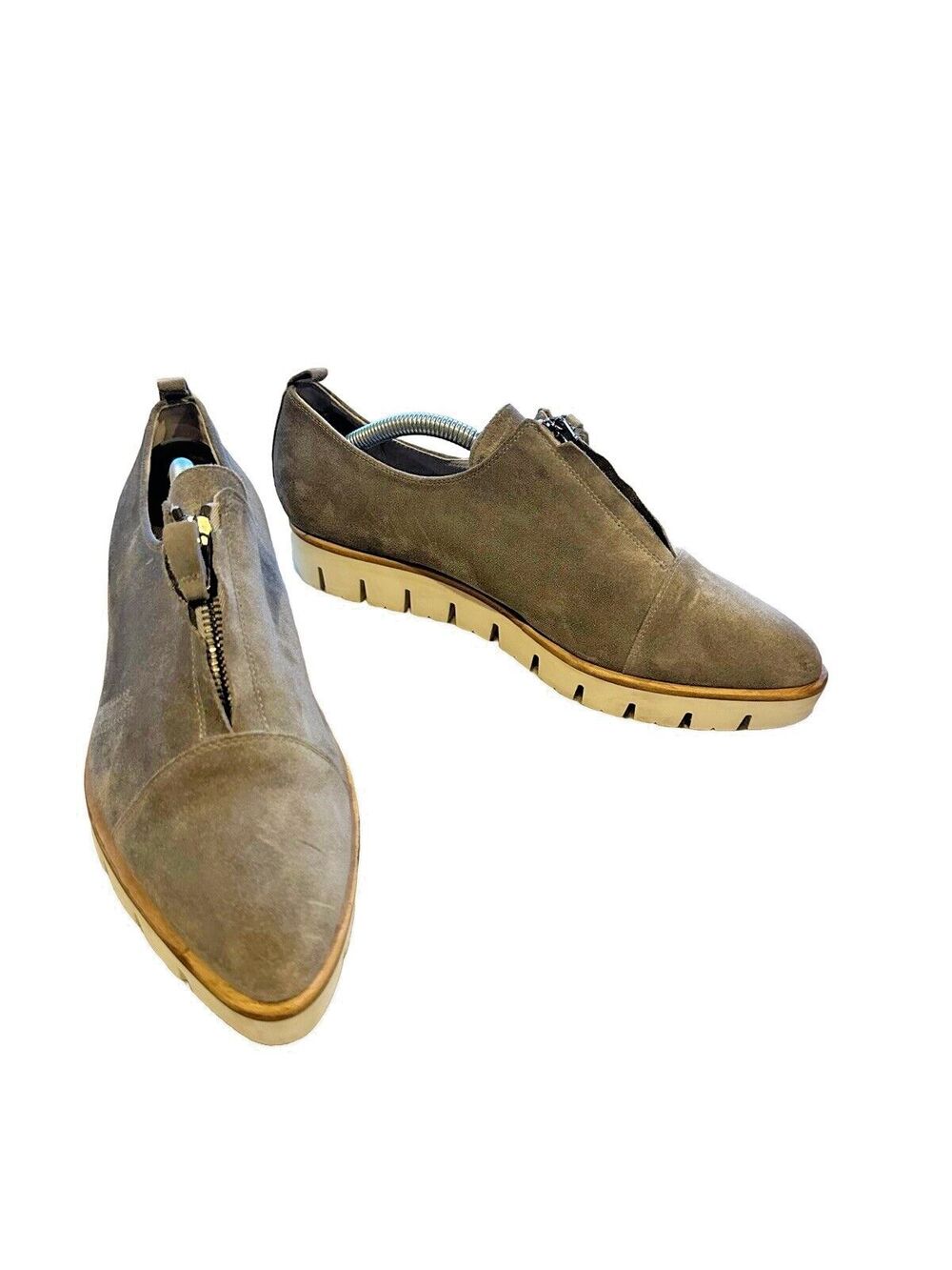 Kennel And Schmenger Women's US 8 UK 5.5 Gray Suede Zip Up Shoes Loafers